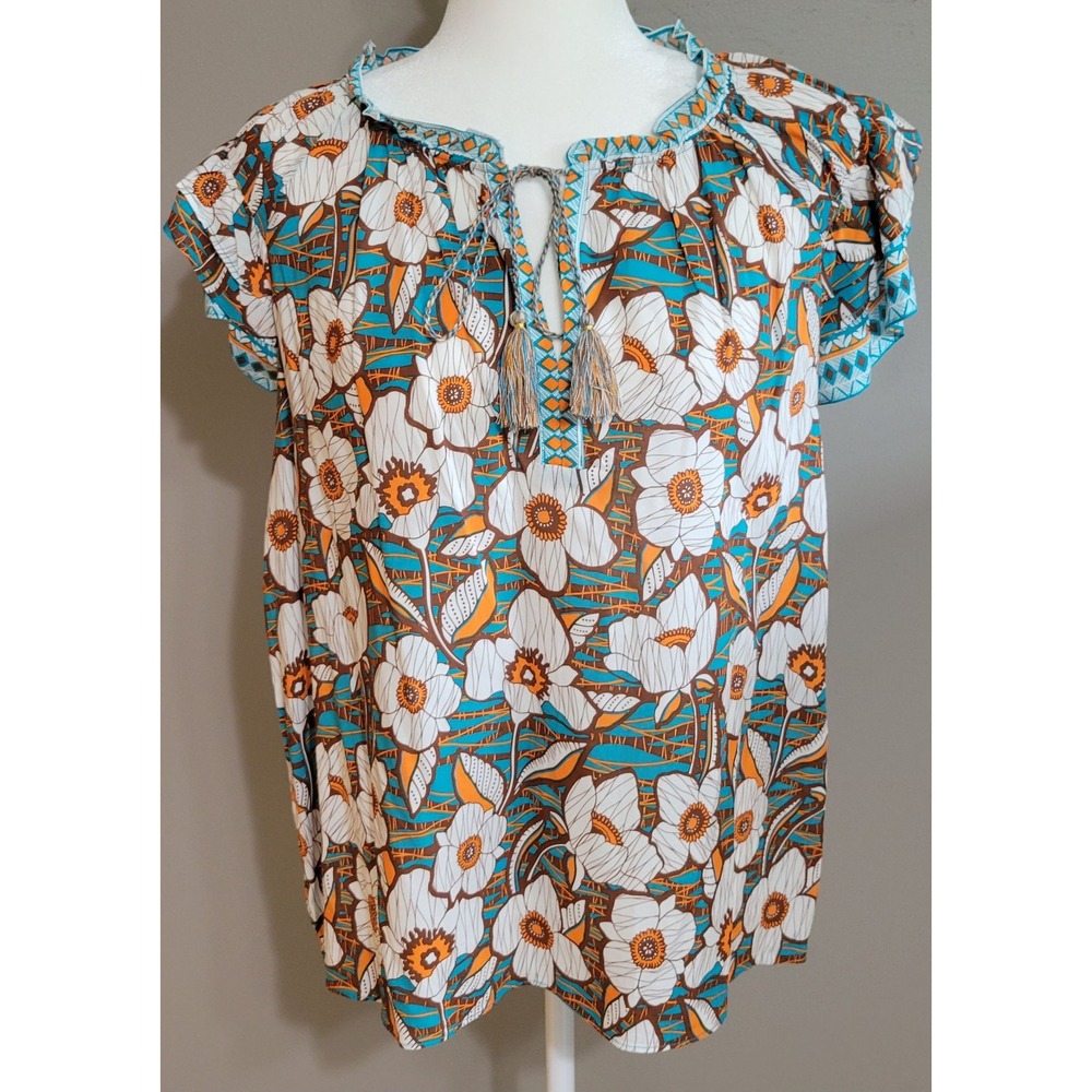 Rose + Olive Boho Floral Rayon Blouse